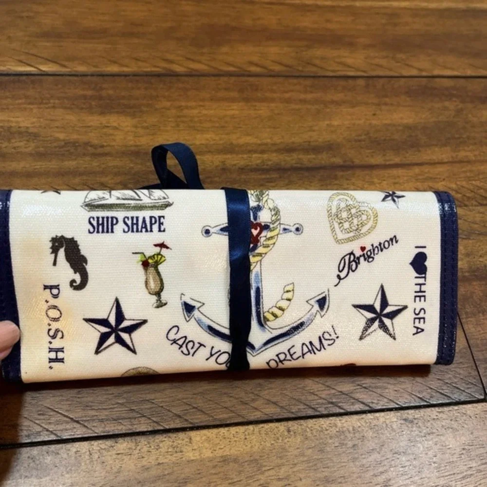 Brighton Jewelry Roll Seaside Chic Mermaids Anchors Aweigh Set Sail Travel 8x9
